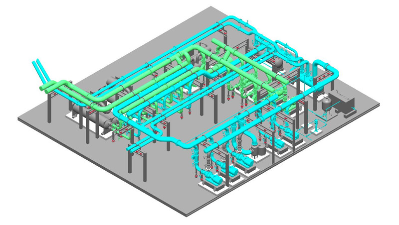 制冷機(jī)房,機(jī)房管道,制冷機(jī)房BIM